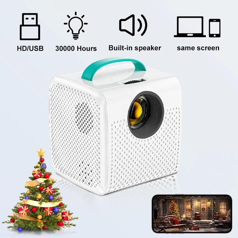 Q2 Portable Mini Movie Projector Same Screen Smartphone 640*480P for Outdoor Camping Home Theater Children'S Gifts