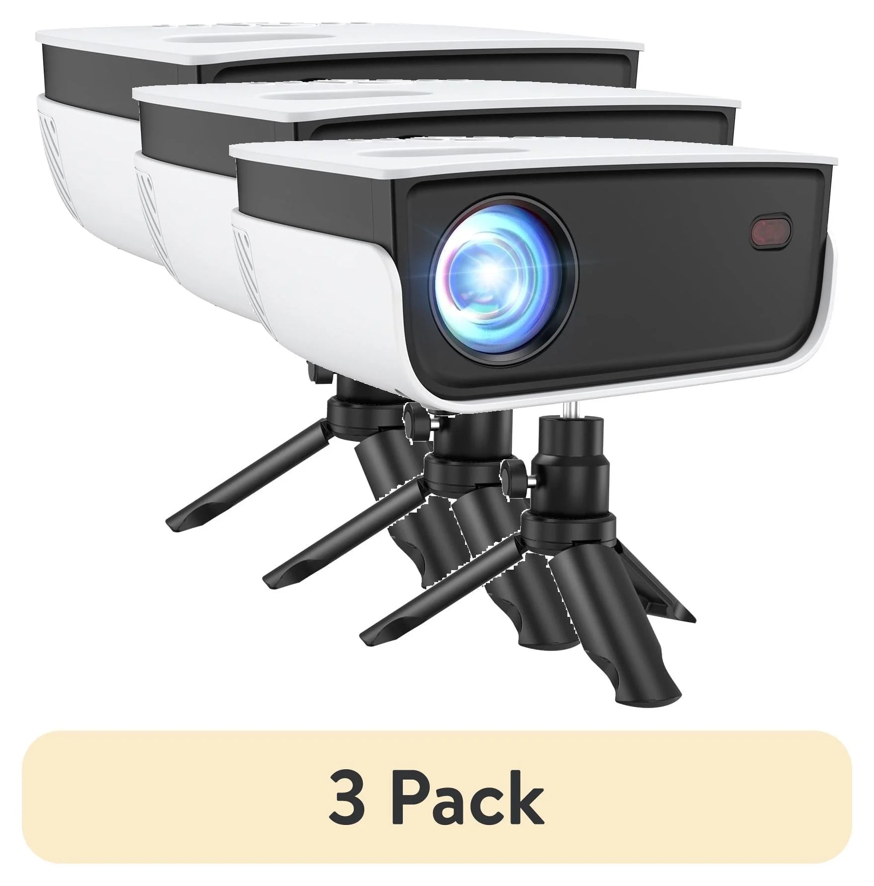 (3 Pack) 1080P Mini Projector,Keystone Correction,Up to Support 240'' Screen,With Stand