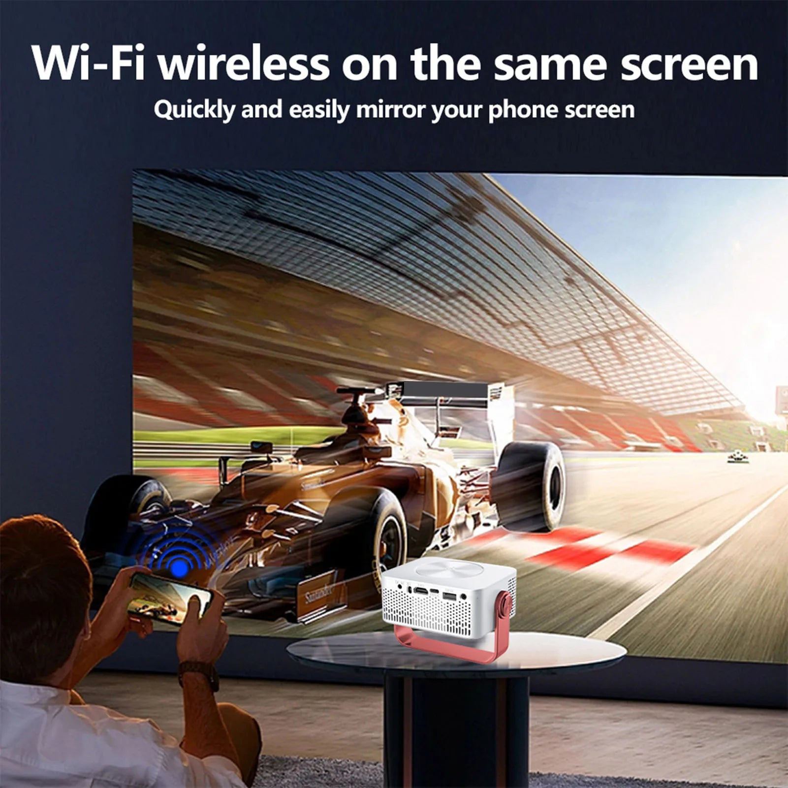 1080P Small Projector Home Portable Movie Projector LED Wifi 360 Deg Rotation 150ANSI Auto Correction for TV Stick Laptop PC