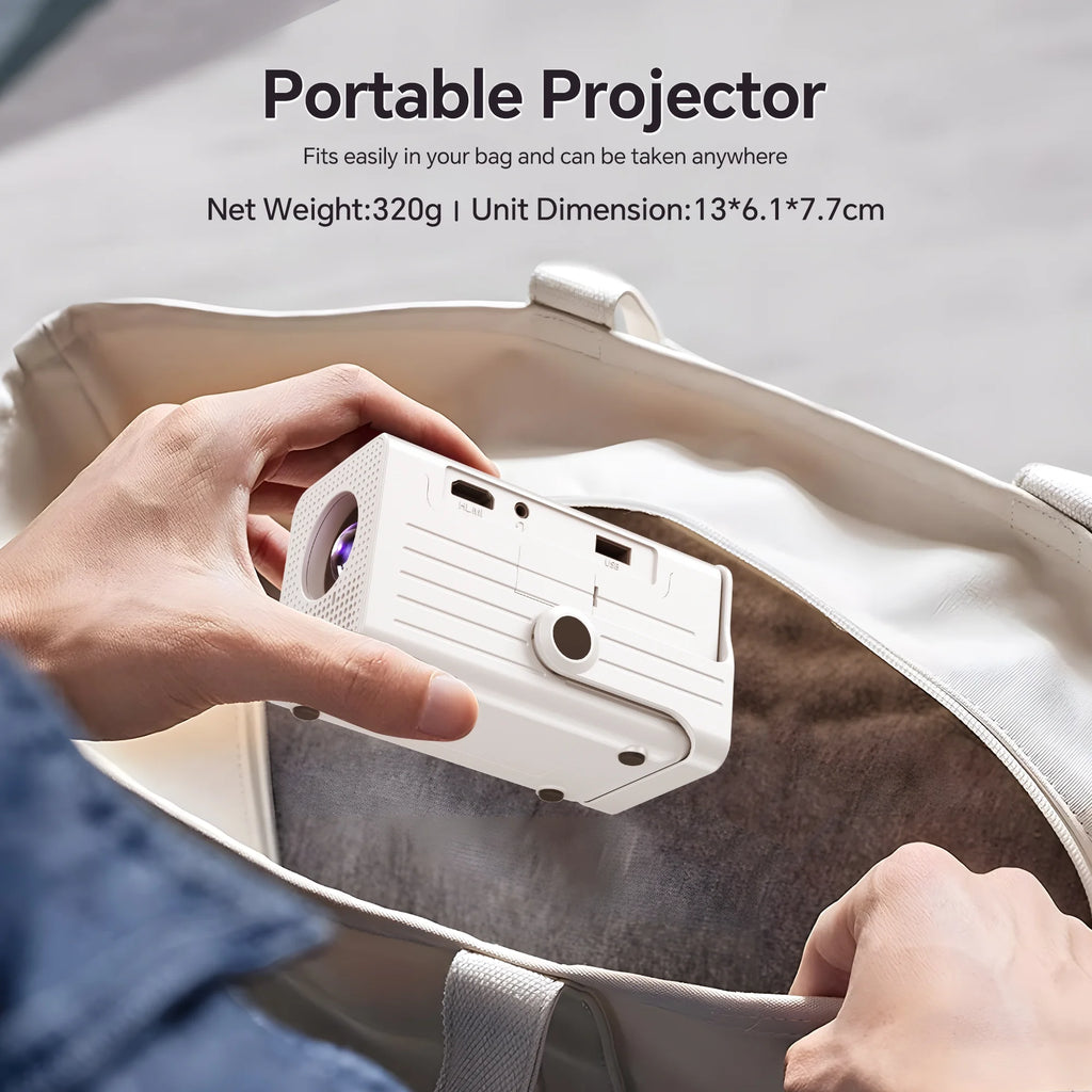 Mini Projector 1080P Support Portable Movie Projector for Indoor & Outdoor Projection Compatible with TV Stick/Hdmi