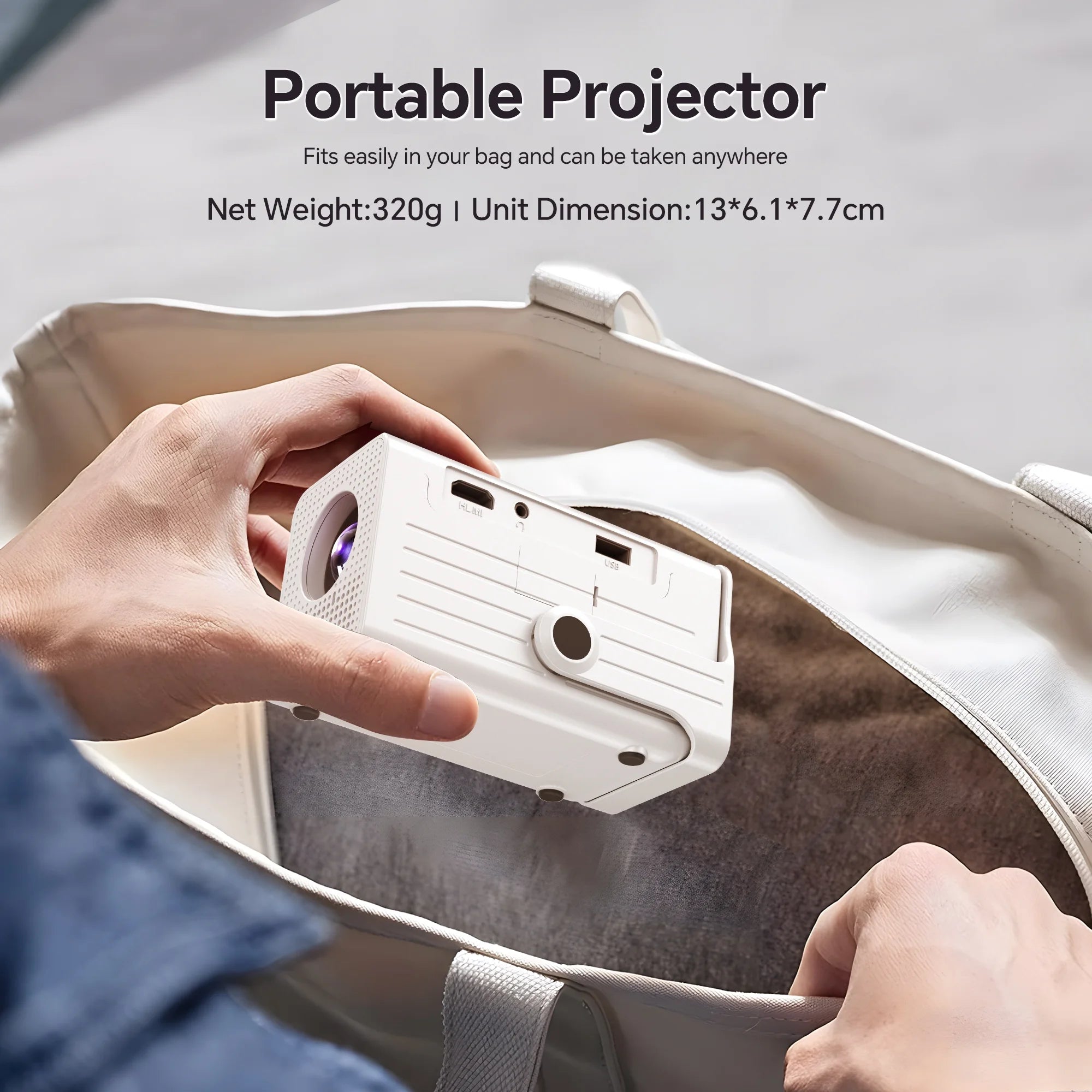 Mini Projector 1080P Support Portable Movie Projector for Indoor & Outdoor Projection Compatible with TV Stick/Hdmi