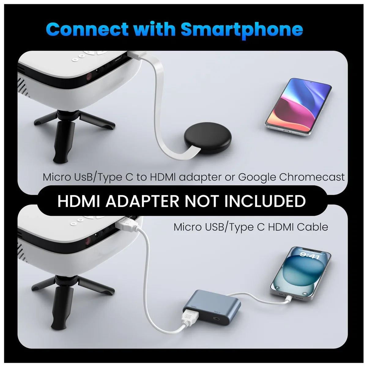 (3 Pack)  1080P Mini Projector,Keystone Correction,Up to Support 240'' Screen,With Stand