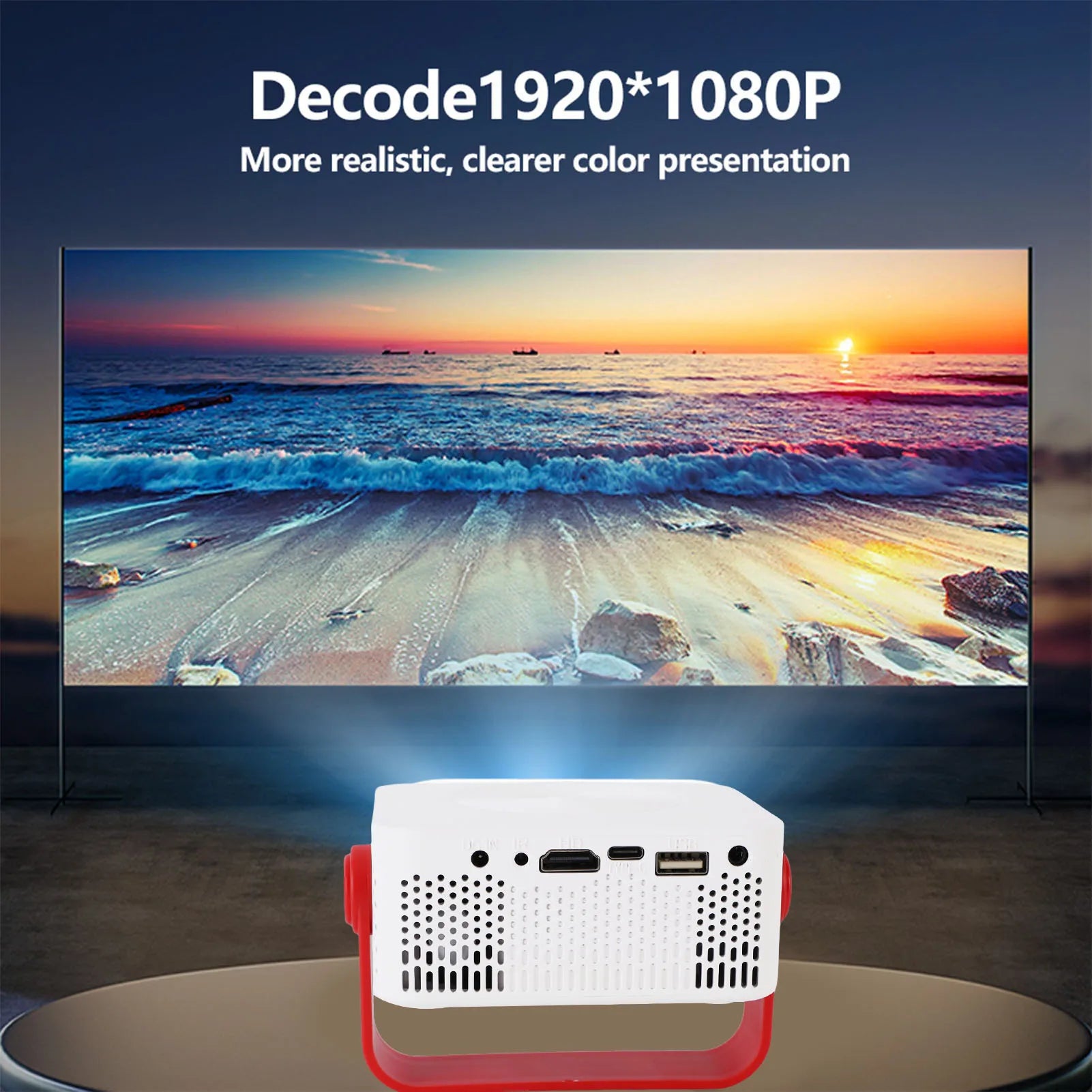 1080P Small Projector Home Portable Movie Projector LED Wifi 360 Deg Rotation 150ANSI Auto Correction for TV Stick Laptop PC