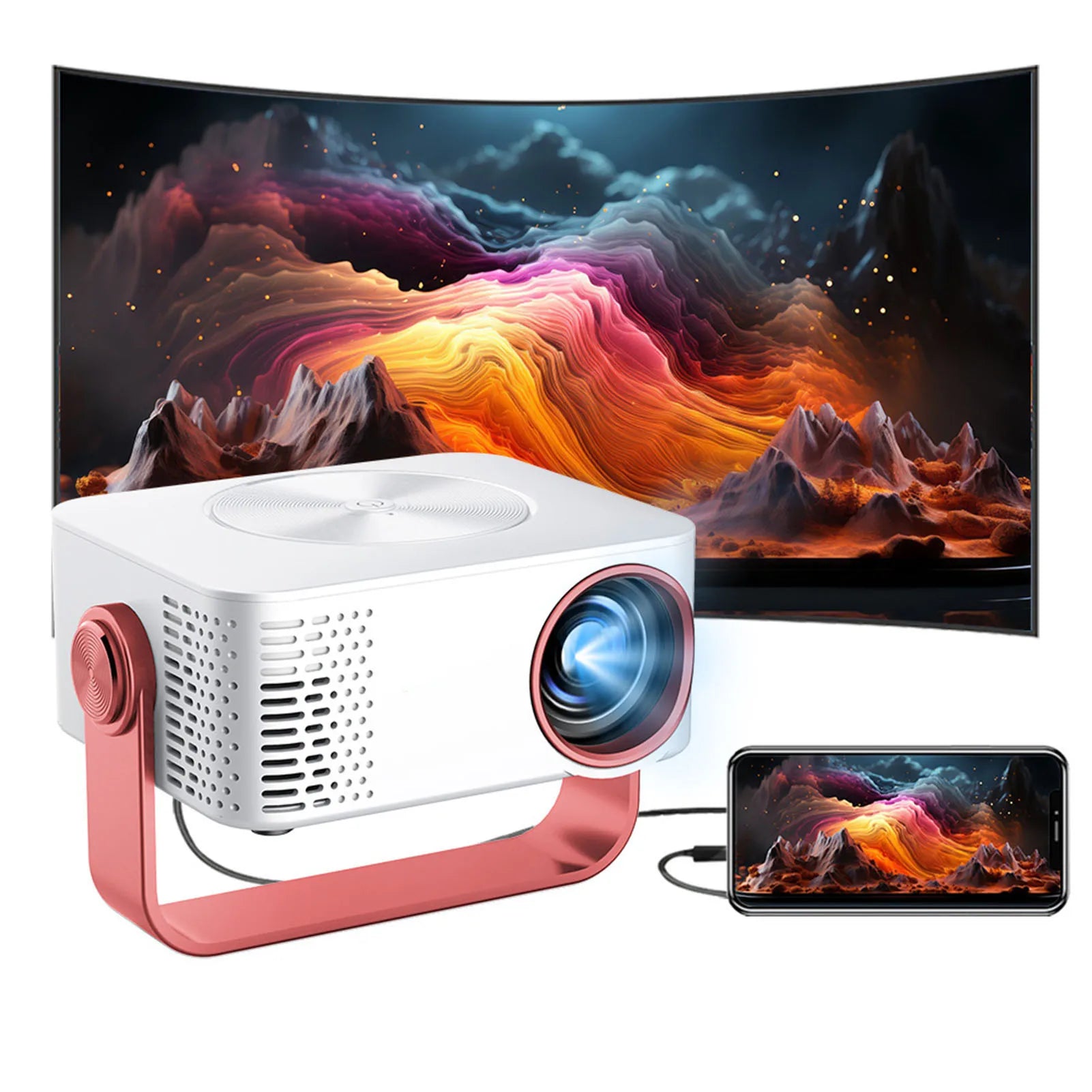 1080P Small Projector Home Portable Movie Projector LED Wifi 360 Deg Rotation 150ANSI Auto Correction for TV Stick Laptop PC