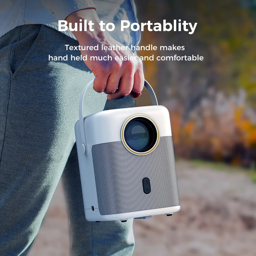 -Performance H300W Native 1080P Portable Smart Projector, 5G Wifi and Bluetooth Outdoor Movie Projector, Wireless Mirroring, Auto Keystone