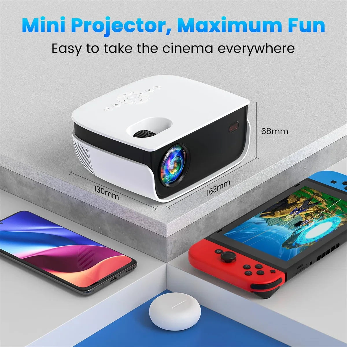 (3 Pack)  1080P Mini Projector,Keystone Correction,Up to Support 240'' Screen,With Stand