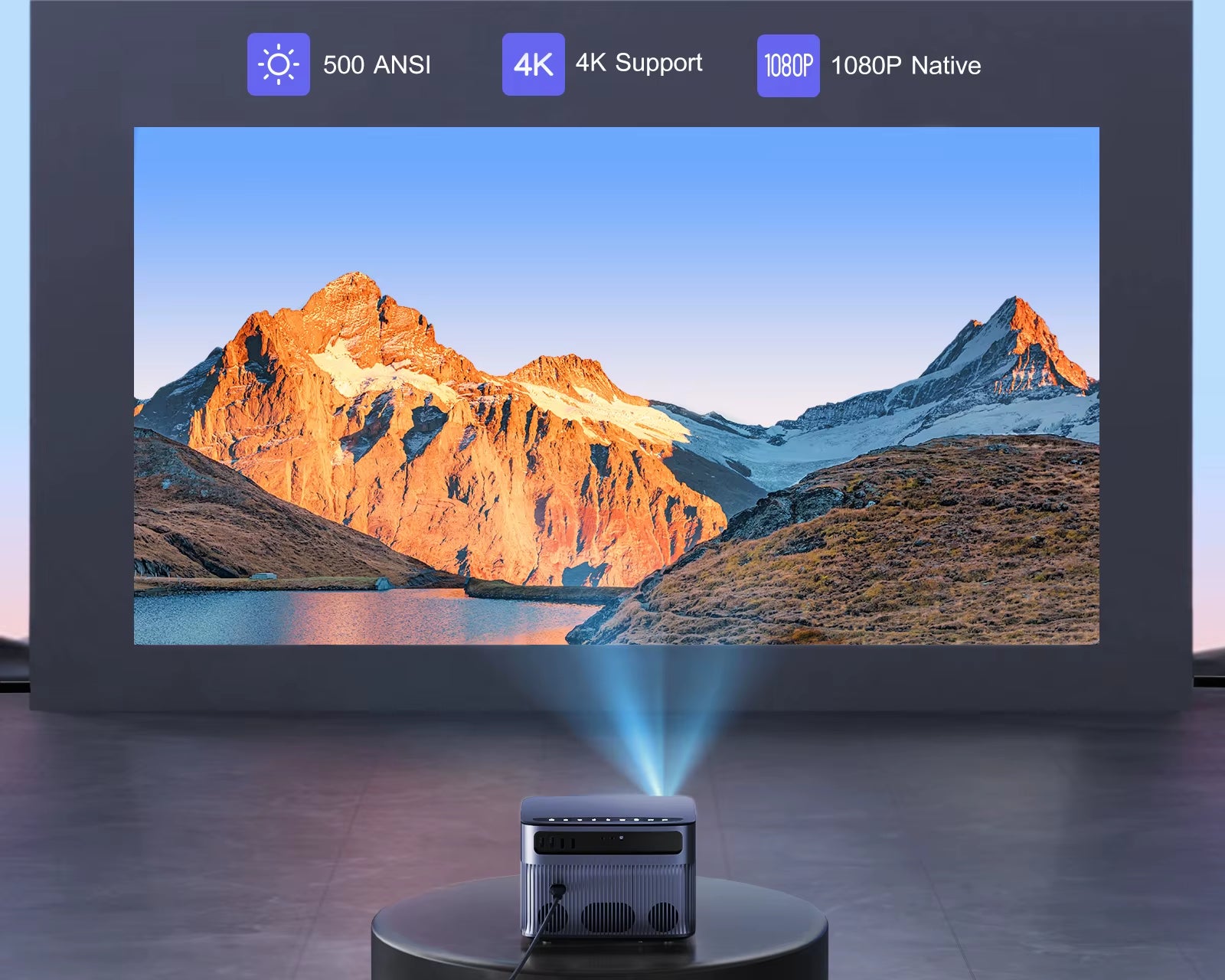 Projector 550 ANSI 21000L with Wifi 6 and Bluetooth, Native 1080P& 4K Supported &Auto Screen Home Theater Movie Projector